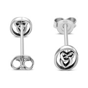 Oval Large Trinity Stud Silver Earrings, ep282